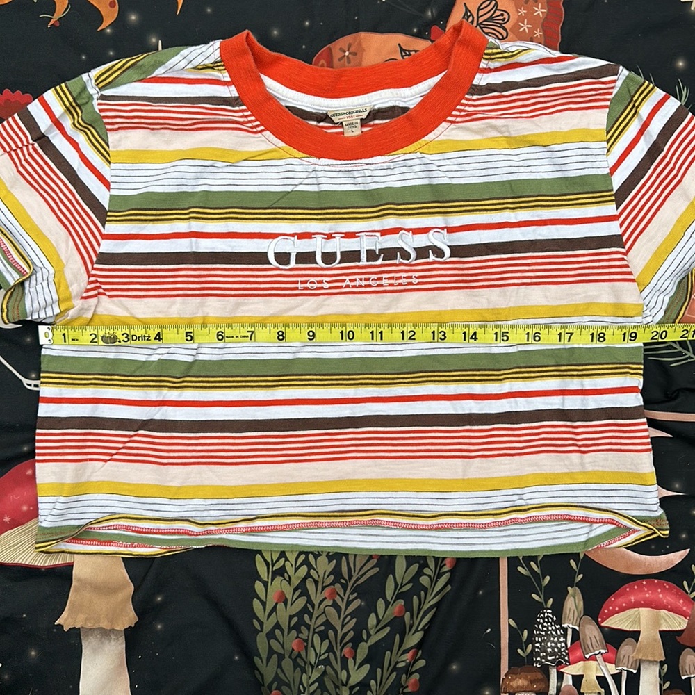 Guess Multi Color Striped Crop Tee With Embroider… - image 6